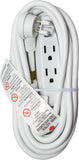 15ft White Extension Cord with 3 Outlets | 16 AWG | 120 Volt | Barium Electric
